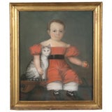 Portrait of a Boy (Probably Ellis Norris) with a Cat and a Peach