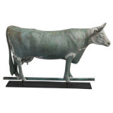 Large Molded Copper and Zinc Cow Weathervane