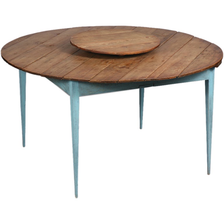 Paint Decorated Turn-Top “Lazy Susan” Table For Sale