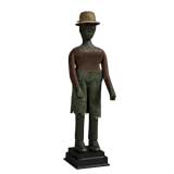 Antique Sculpture of a Black Man Wearing a Derby Hat