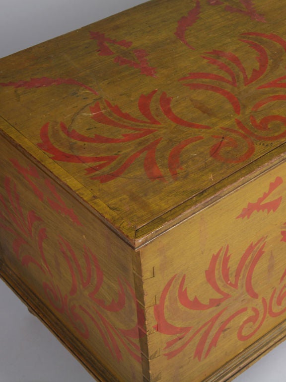 Pine Painted and Stencil Decorated Blanket Chest For Sale