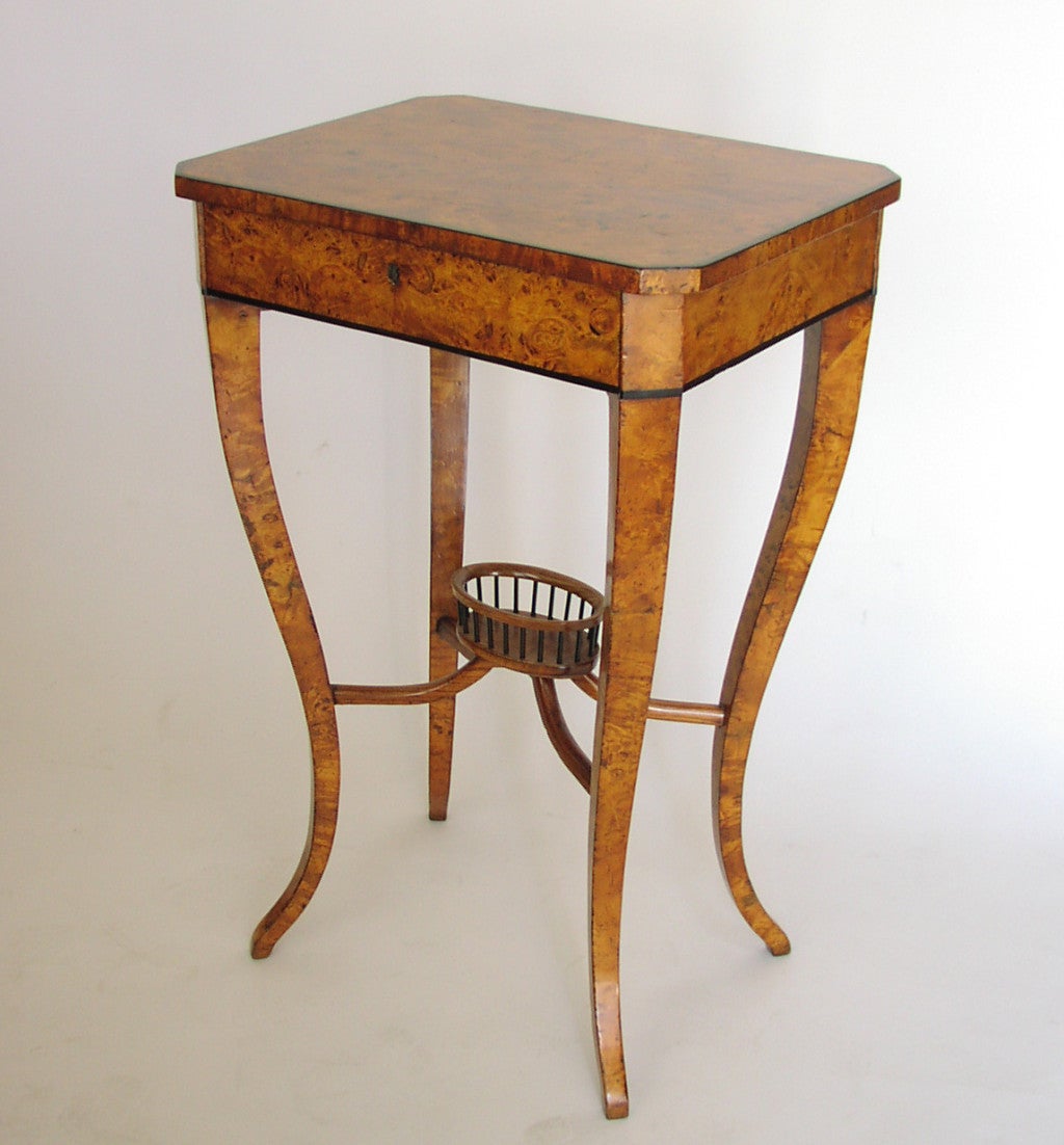 Biedermeier Burl Elm Occasional/Work Table