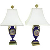 Pair of 19th Century Paris Porcelain Lamps