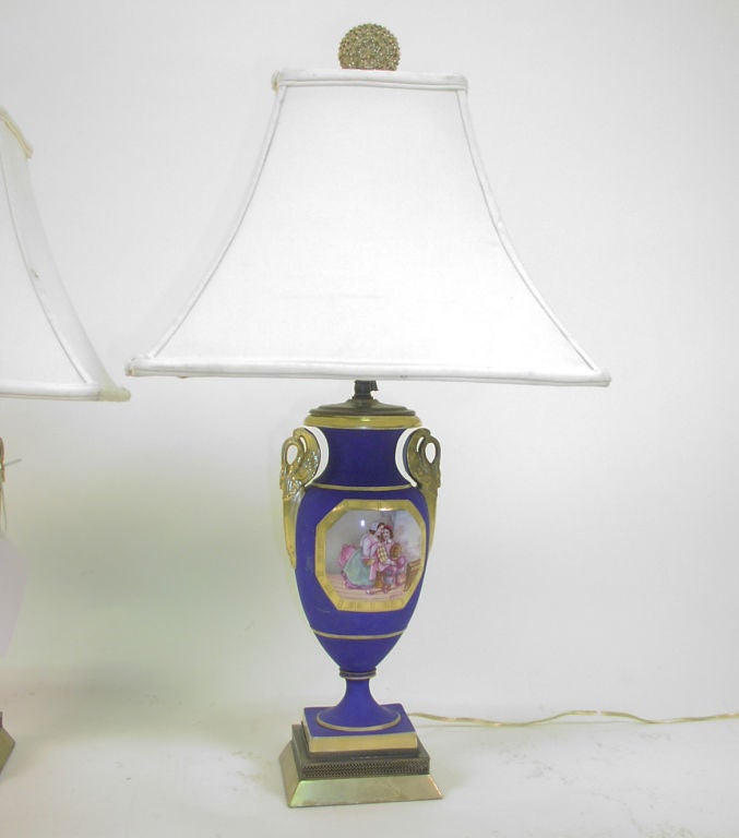 Pair of 19th Century Paris Porcelain Lamps