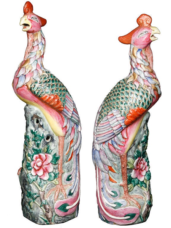 Large Pair of Chinese Phoenix Birds