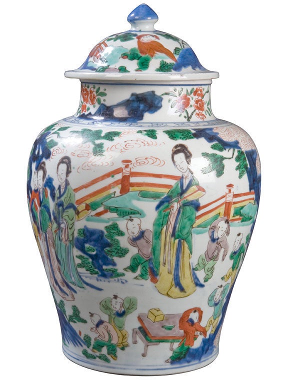 Chinese Temple Jar and Cover at 1stDibs
