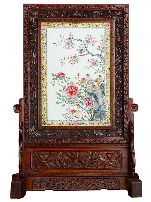 Chinese Porcelain Scholar's Screen For Sale