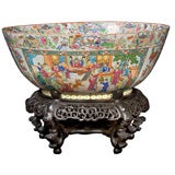 Massive Chinese Export Rose Mandarin Punch Bowl