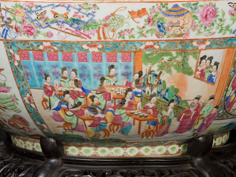 19th Century Massive Chinese Export Rose Mandarin Punch Bowl