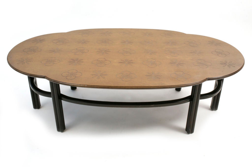 Fabulous Mahogony & Walnut Scalloped Edged Cocktail Table