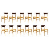 Set of 12 Teak and Leather Chairs by Faarup
