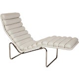 Rolled Leather & Chrome Chaise Lounge