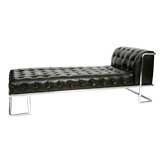 1970's Italian Chrome and Leather Chaise