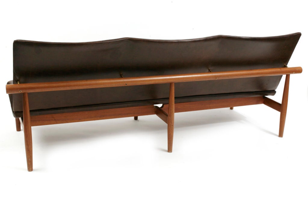 Mid-20th Century Finn Juhl Leather & Teak Sofa