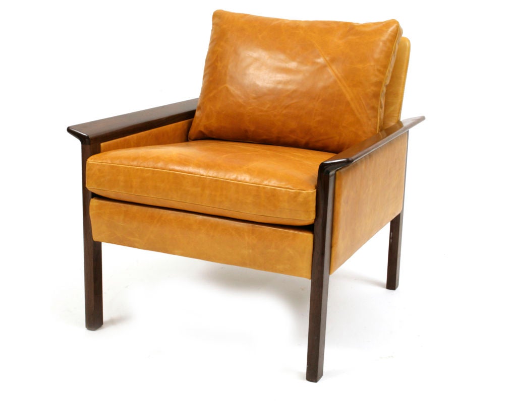 Mid-20th Century Hans Olsen Rosewood & Leather Lounge Chairs