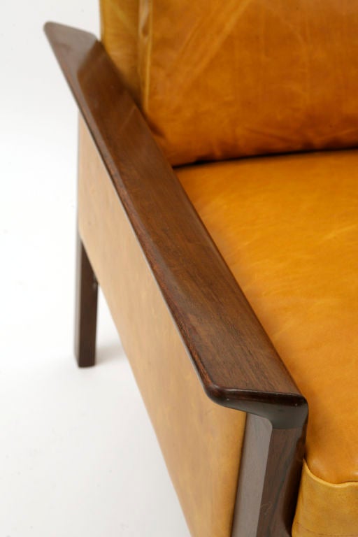 Hans Olsen Rosewood & Leather Lounge Chairs 2