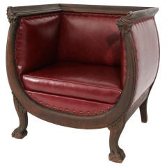 Antique 'Northwind' Walnut & Leather Lounge Chair