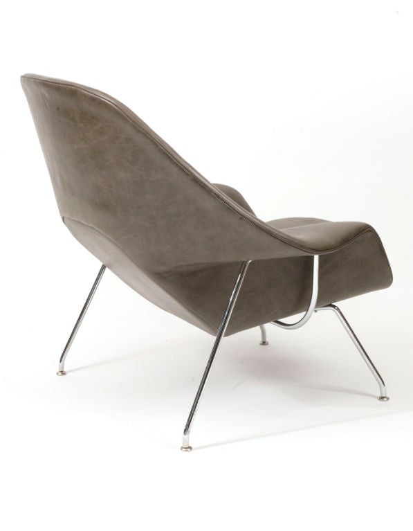American Eero Saarinen for Knoll Leather Womb Chair and Ottoman