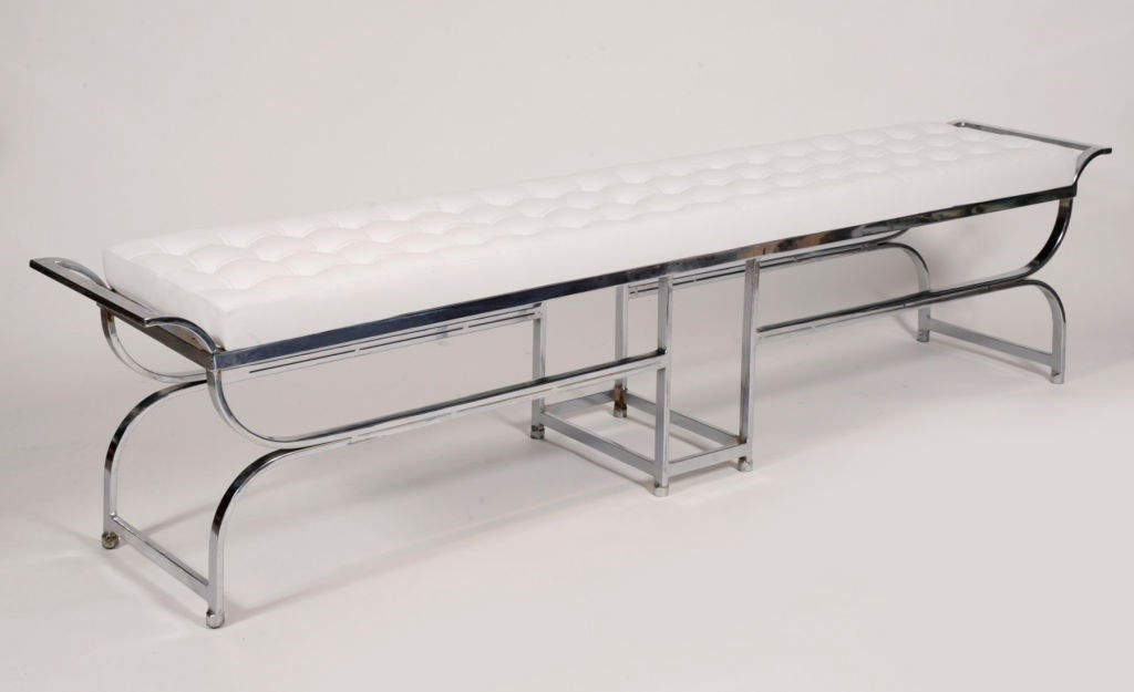 Glamorous 1970's Chrome and Leather Bench