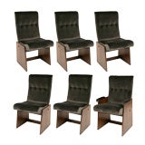 6 Walnut Copper & Velvet Dining Chairs