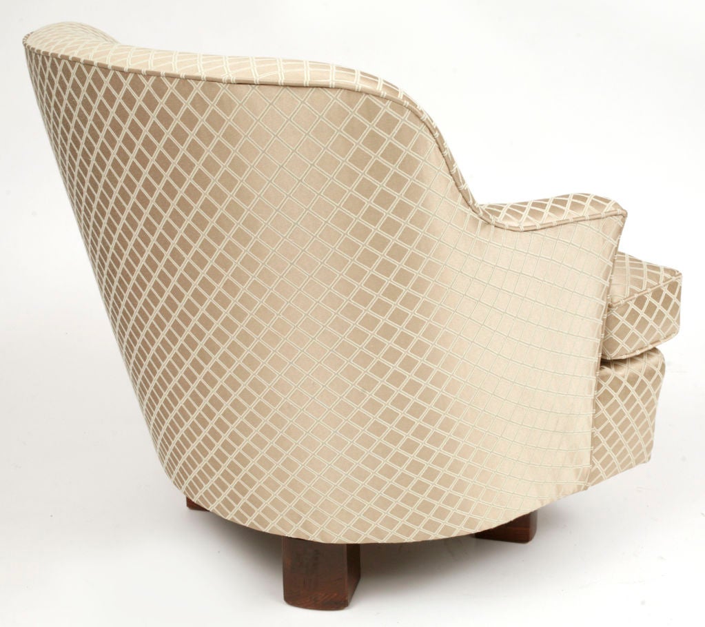 Silk Pair of Erwin Lambeth Swivel Barrel Chairs