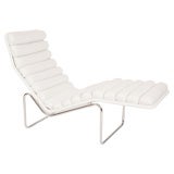 Rolled Leather & Chrome Chaise Lounge