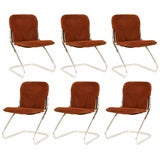 6 Suede & Chrome German Dining Chairs