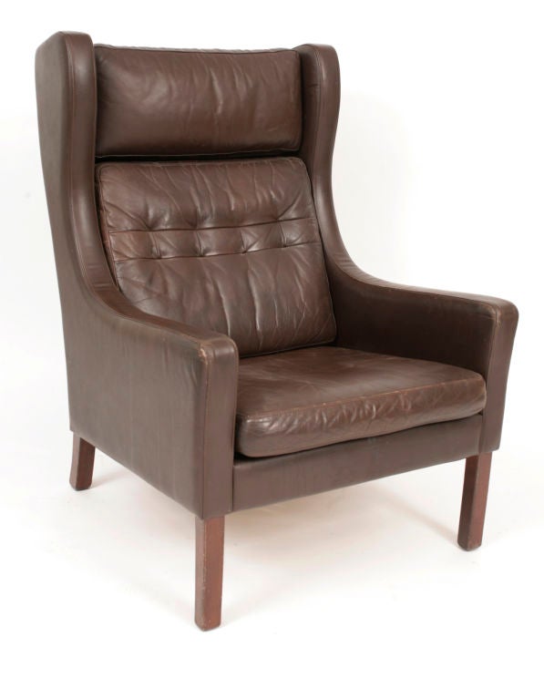 Danish Leather Wingback Chairs