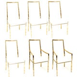 6 Italian Brass Bamboo Dining Chairs
