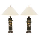 Vintage Pair of Cloisonne Asian Moderne Lamps