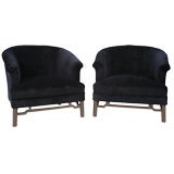 Mohair & Walnut Lounge Chairs