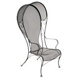 Sculptural Hooded Iron Chair