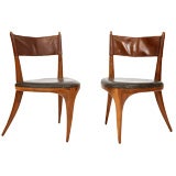 Prototype Allen Ditson Walnut and Leather Chairs