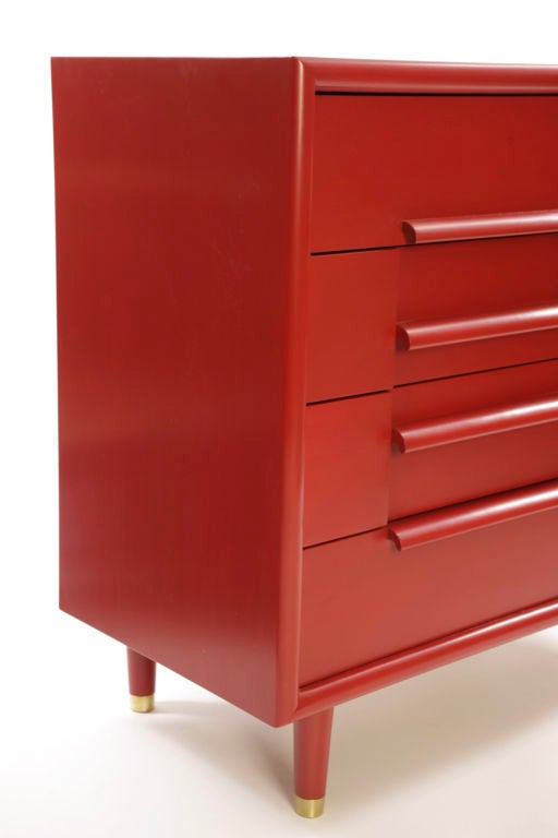 Furniture Guild of California Red Lacquered Chest In Excellent Condition In Phoenix, AZ