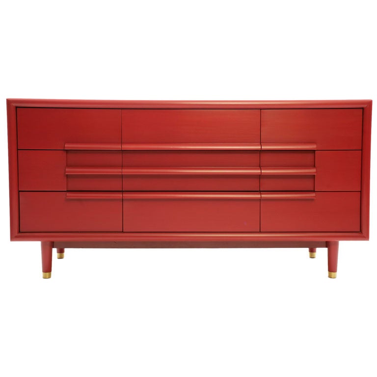 Furniture Guild of California Red Lacquered Dresser