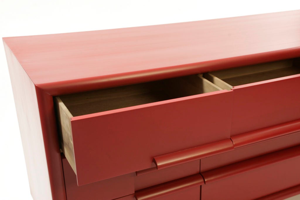 American Furniture Guild of California Red Lacquered Dresser