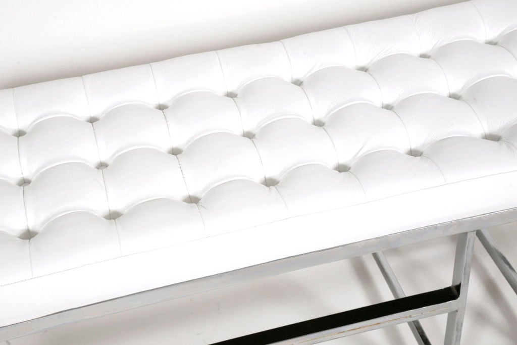 Glamorous 1970's Chrome and Leather Bench