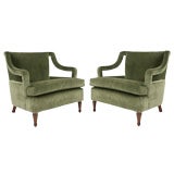 Pair of Sage Mohair Decorative Arm Chairs