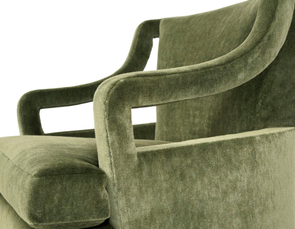 Pair of Sage Mohair Decorative Arm Chairs