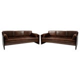 Vintage Craftsman Revolutionary Walnut and Leather Sofas