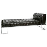 Italian Chrome and Leather Chaise Lounge