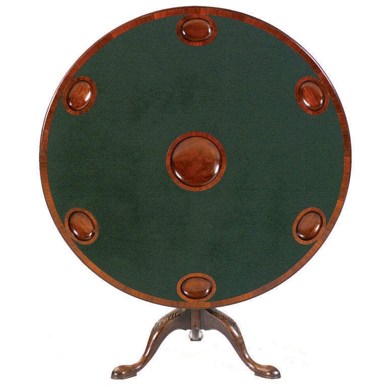 BaizeLined Circular Card Table For Sale at 1stDibs