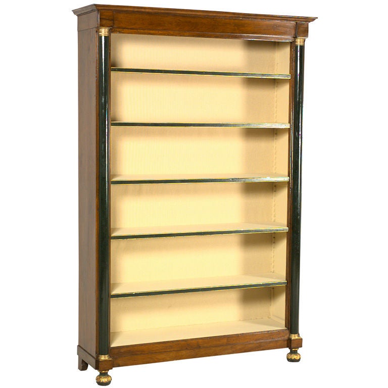 Italian bookcase on Gilded Bun Feet For Sale