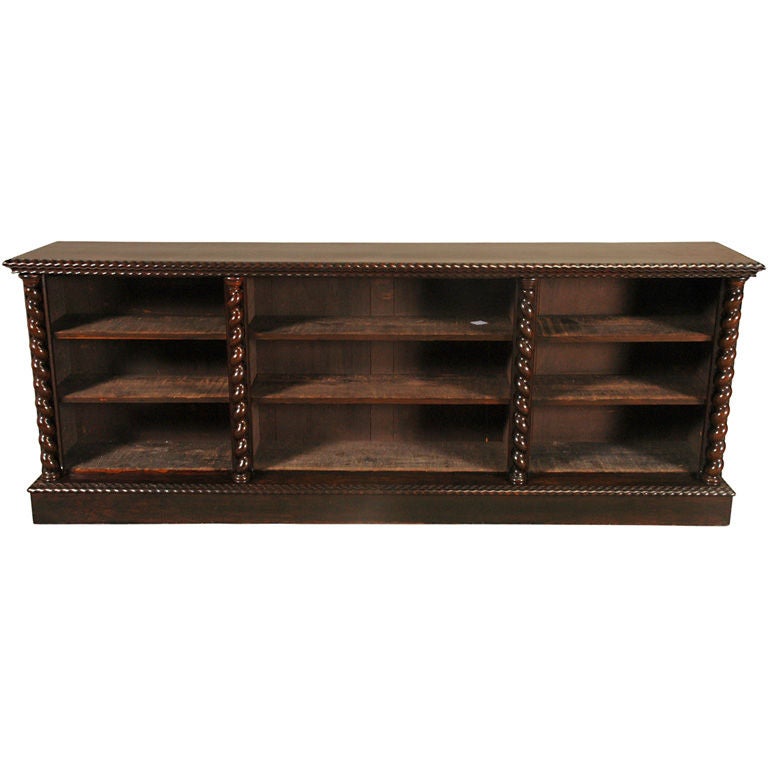 Rosewood Bookcase with Barley Twist Columns For Sale