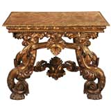 ITALIAN GILTWOOD CONSOLE WITH FAUX MARBLE TOP