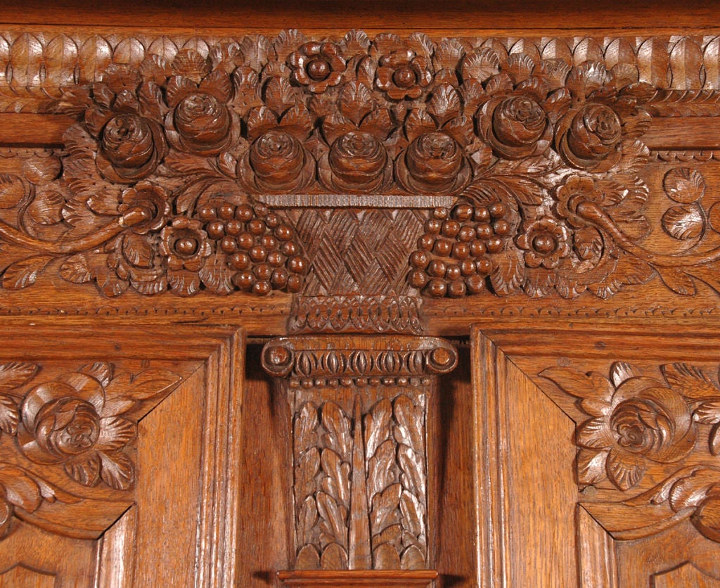 CARVED FRENCH OAK ARMOIRE