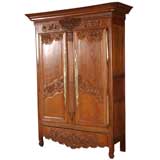 CARVED FRENCH OAK ARMOIRE