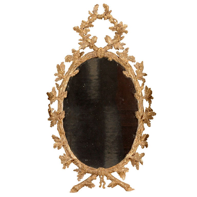 George II Oval Giltwood Mirror For Sale