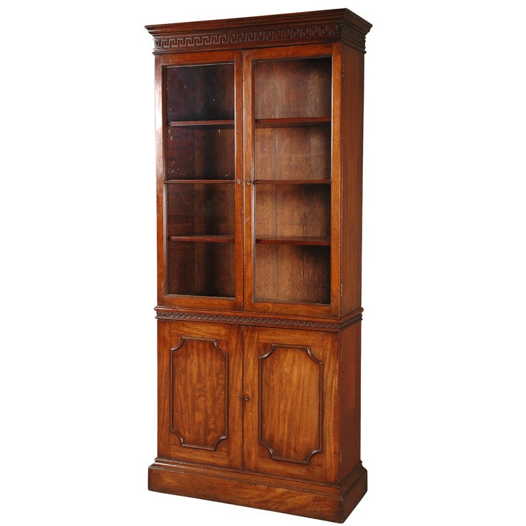 Mahogany Display Cabinet with Blind Fretwork For Sale