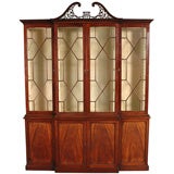 Mahogany Breakfront with Open Fret Pediment